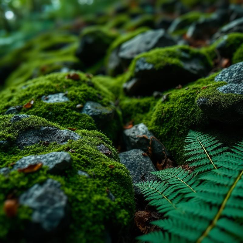 Mousse et fougères du sous-bois